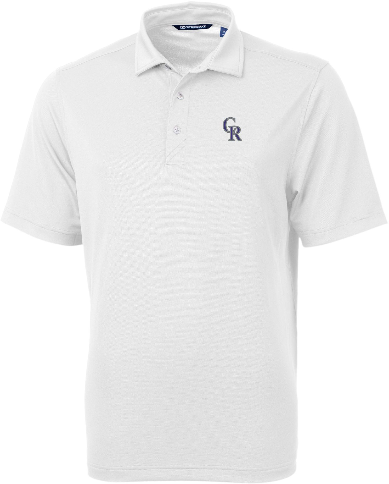 Cutter &amp; Buck Men's Colorado Rockies White Virtue Eco Pique Polo
