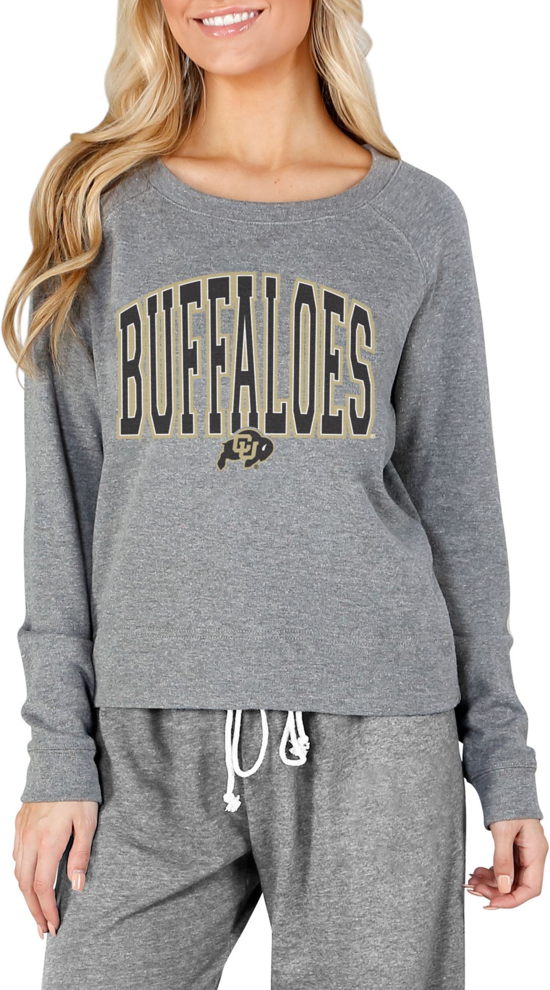 Concepts Sport Women's Colorado Buffaloes Grey Mainstream Terry Long Sleeve T-Shirt