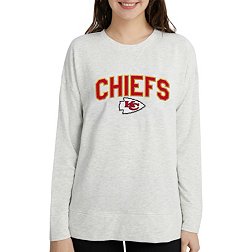 Concepts Sport Women's Kansas City Chiefs Brushed Terry Oatmeal Long Sleeve Crew Sweatshirt