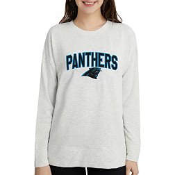 Concepts Sport Women's Carolina Panthers Brushed Terry Oatmeal Long Sleeve Crew Sweatshirt