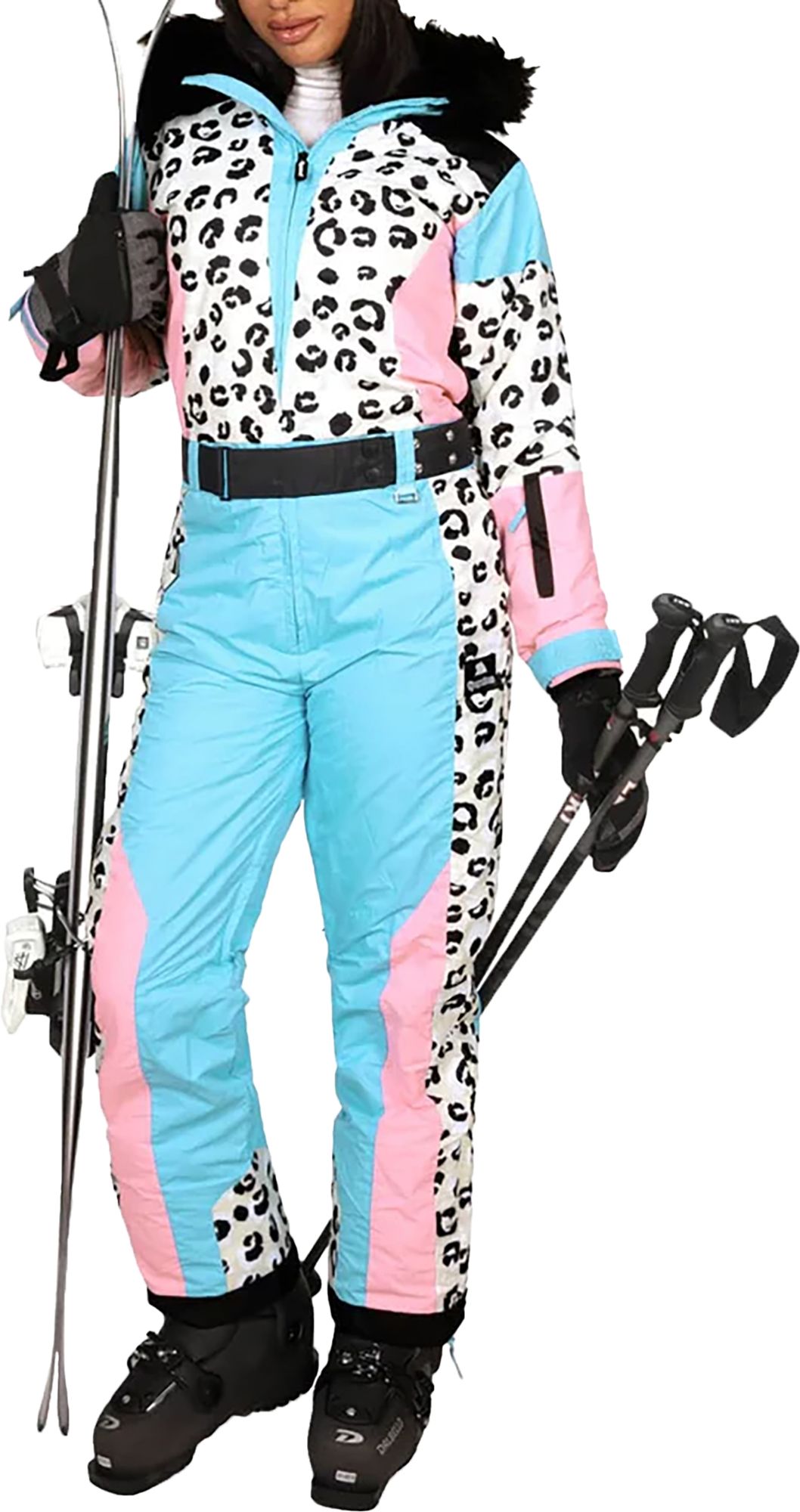 Photos - Ski Wear Tipsy Elves Women's Snow Leopard Ski Suit, Medium, Blue 23DBPWWSNWLPRDSKSW