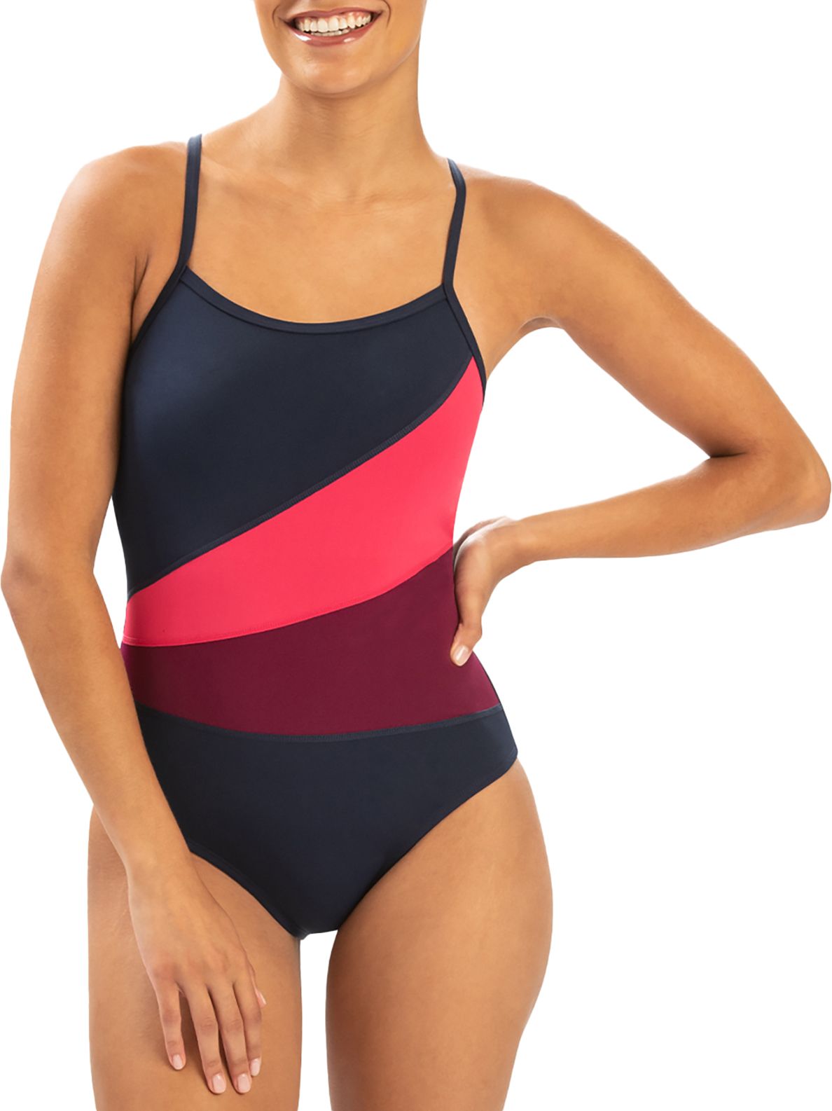 Dolfin Women's Color Block Moderate One-Piece Swimsuit
