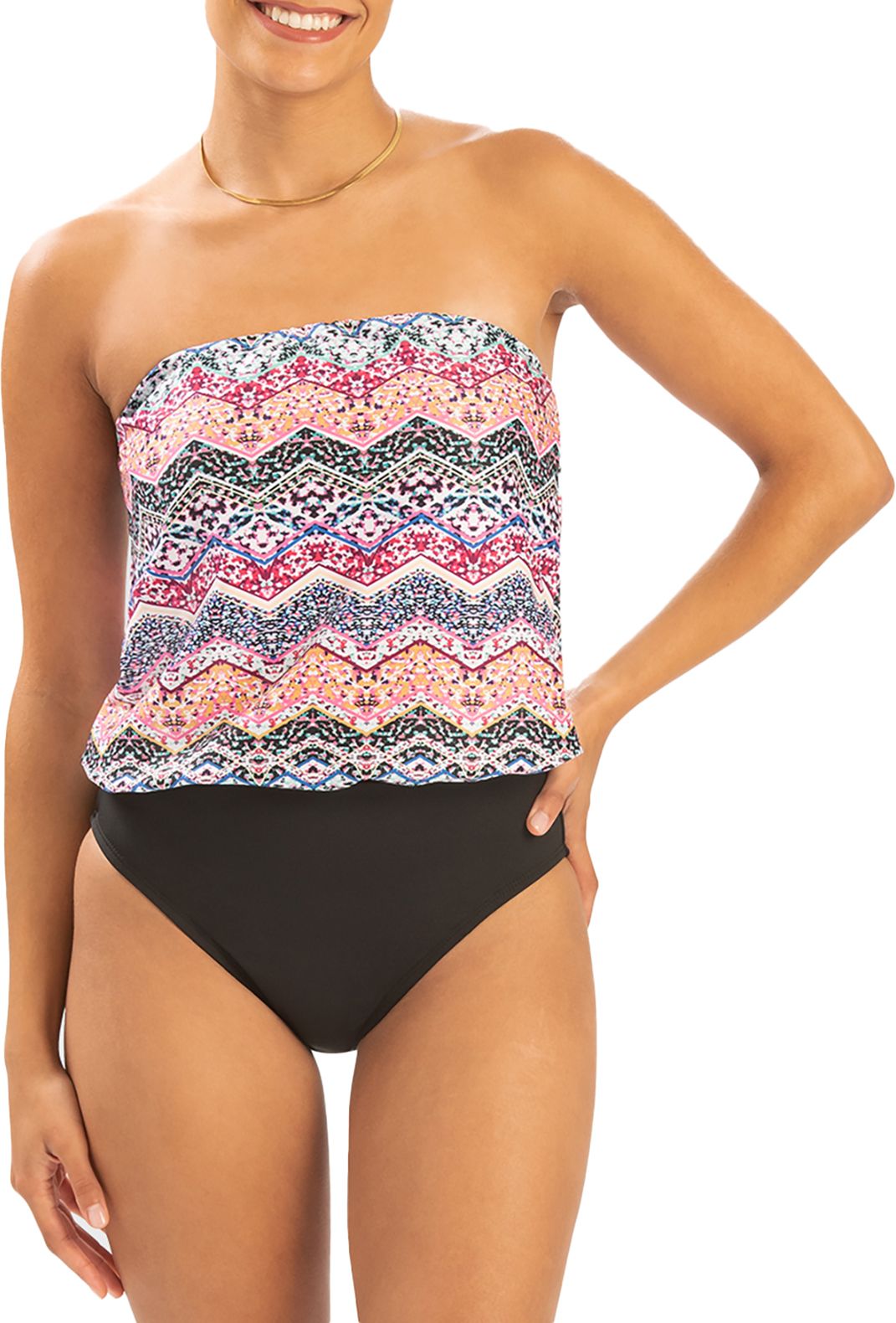 Dolfin Women's Printed Strapless One-Piece Swimsuit