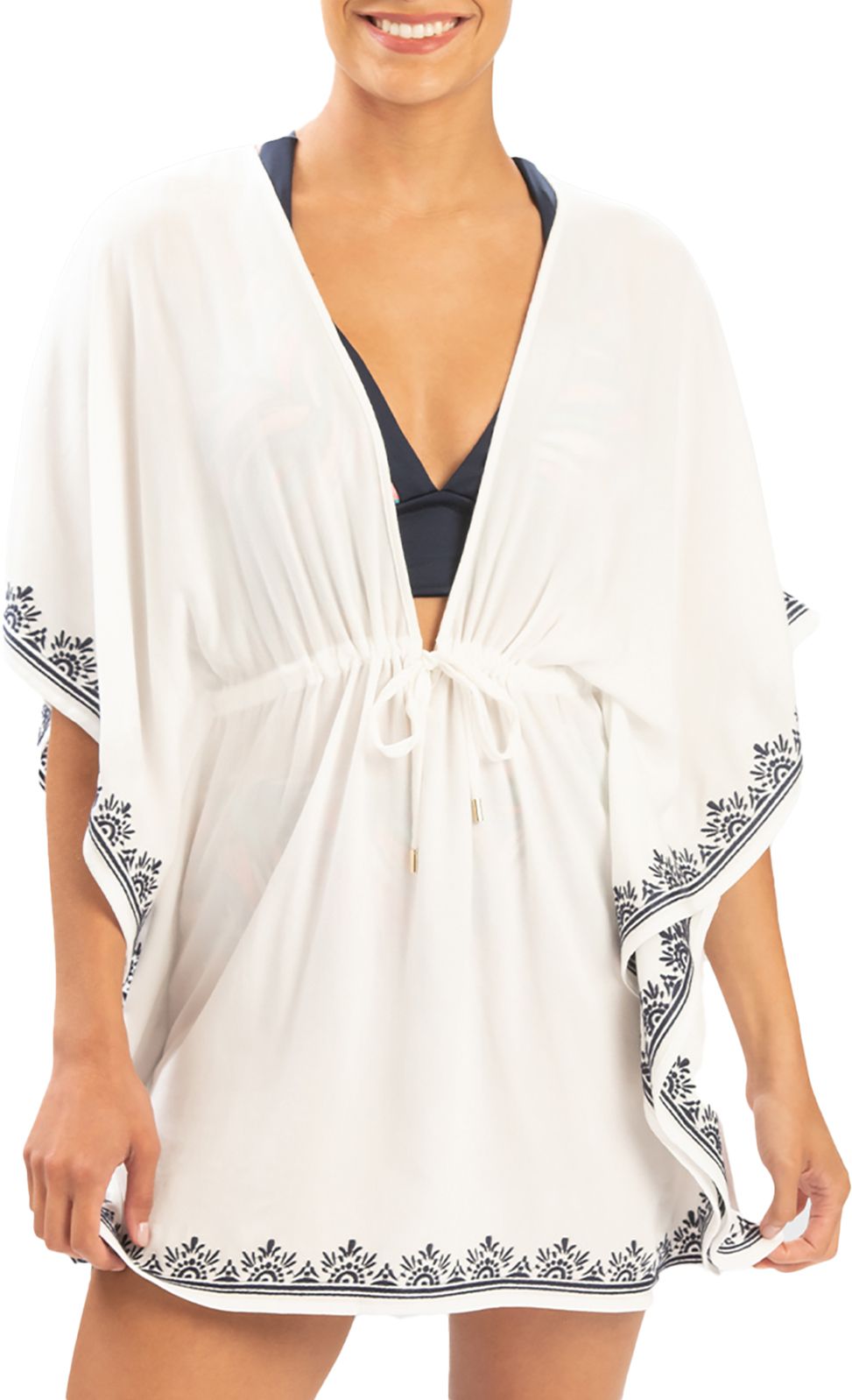 Dolfin Women's Solid V-Neck Kaftan Swim Cover-Up