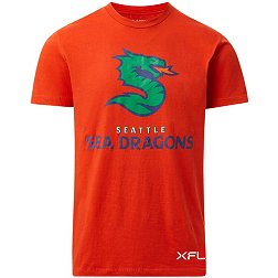 XFL Men's Seattle Sea Dragons Lockup Logo Orange T-Shirt