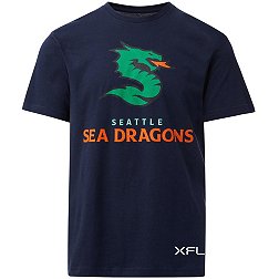 XFL Men's Seattle Sea Dragons Lockup Logo Navy T-Shirt