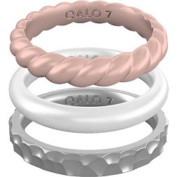 QALO Women's Metallic Stackable 3-Set Silicone Rings