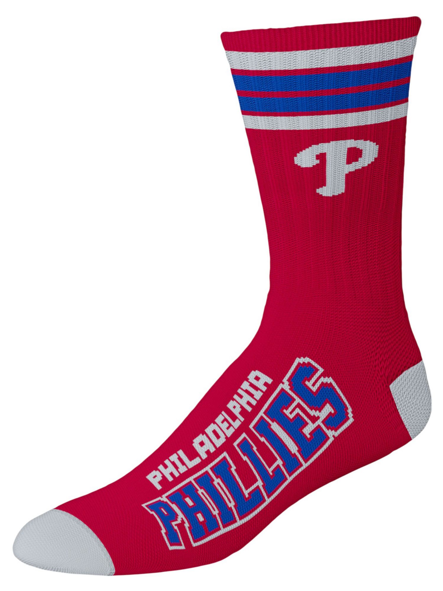 For Bare Feet Philadelphia Phillies Red 4 Stripe Deuce Crew Socks