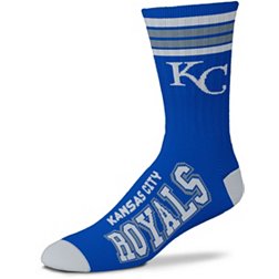 For Bare Feet Kansas City Royals Blue 4 Stripe Deuce Crew Socks
