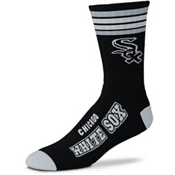 For Bare Feet Chicago White Sox Black 4 Stripe Deuce Crew Socks