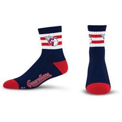 For Bare Feet Youth Cleveland Guardians 5 Stripe Logo Crew Socks