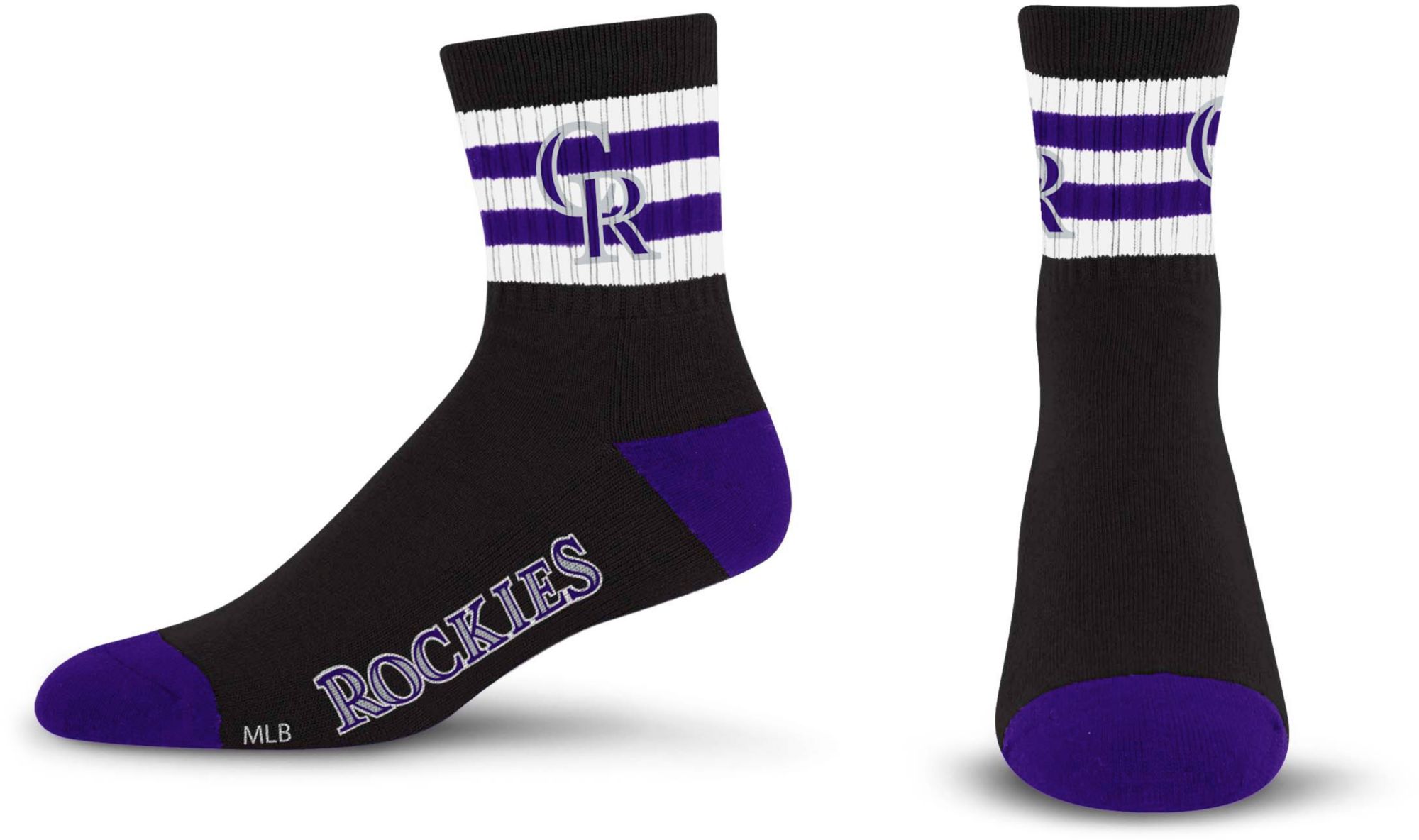 For Bare Feet Youth Colorado Rockies 5 Stripe Logo Crew Socks