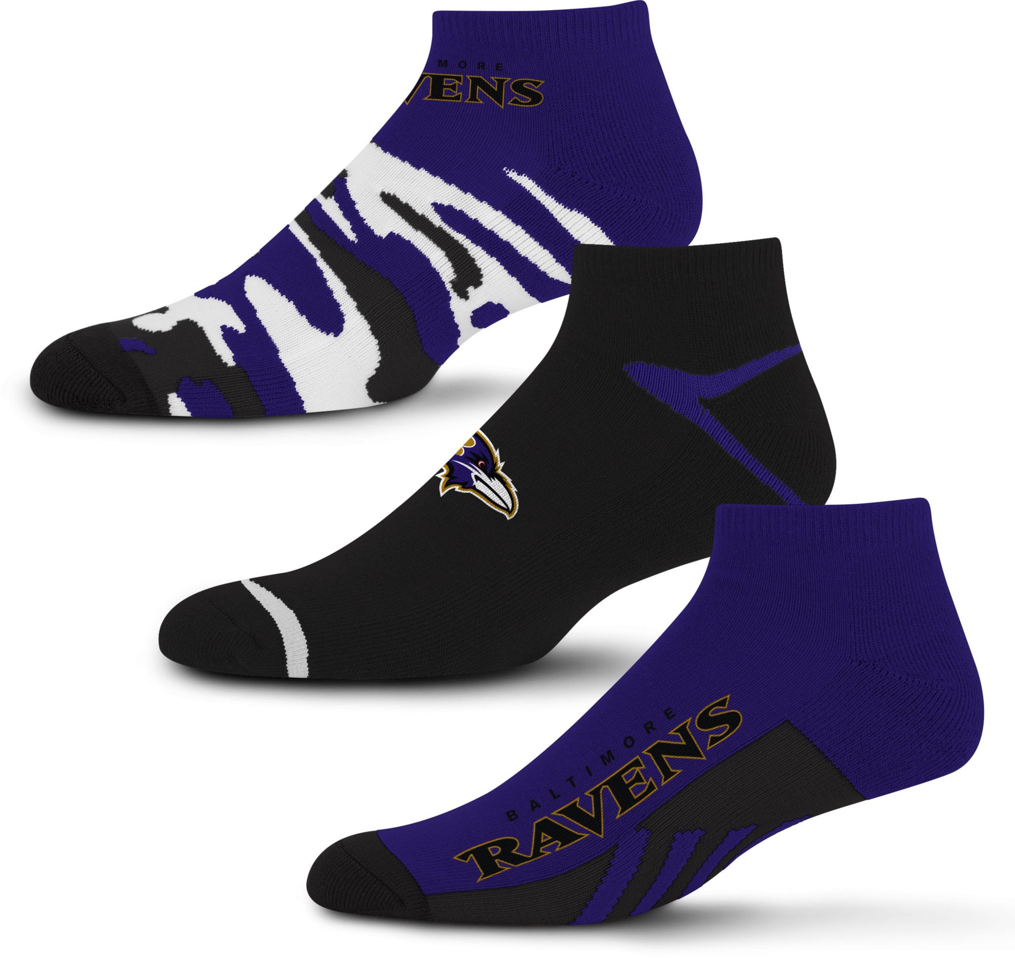 For Bare Feet Baltimore Ravens 3-Pack Camo Socks