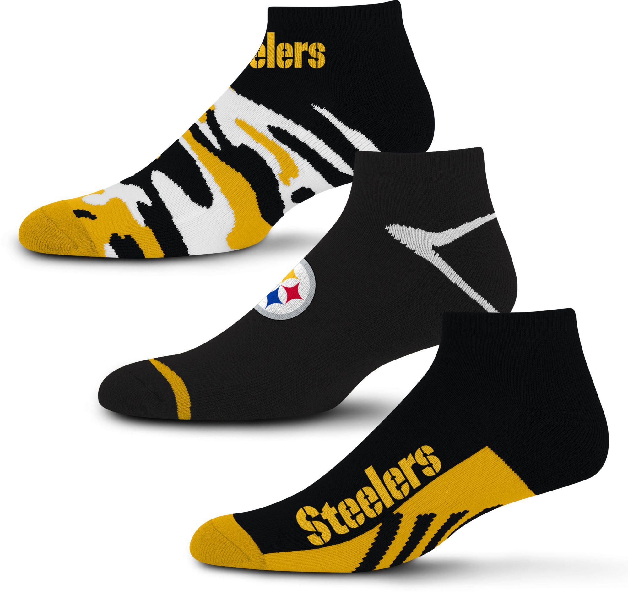 For Bare Feet Pittsburgh Steelers 3-Pack Camo Socks