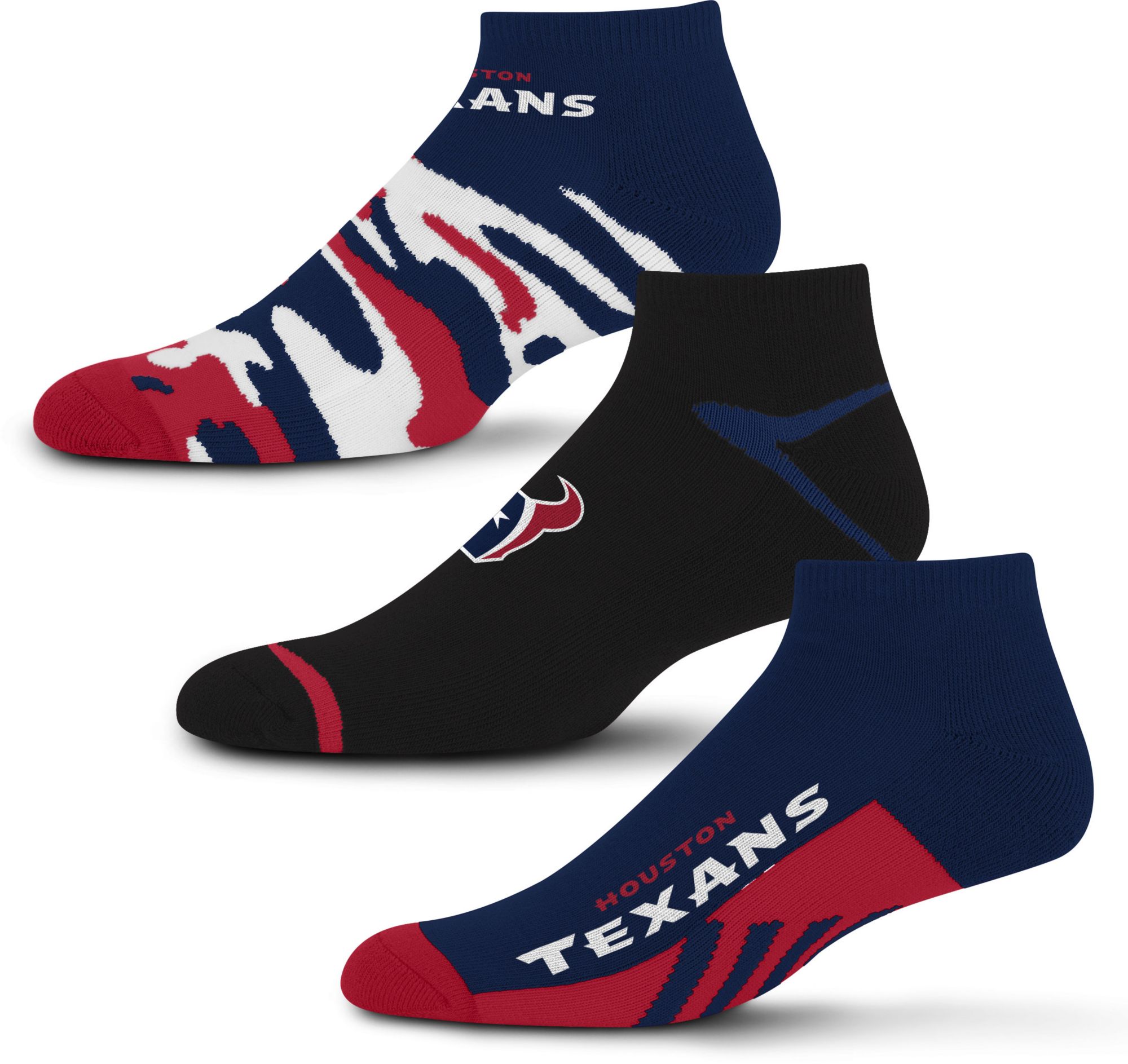 For Bare Feet Houston Texans 3-Pack Camo Socks