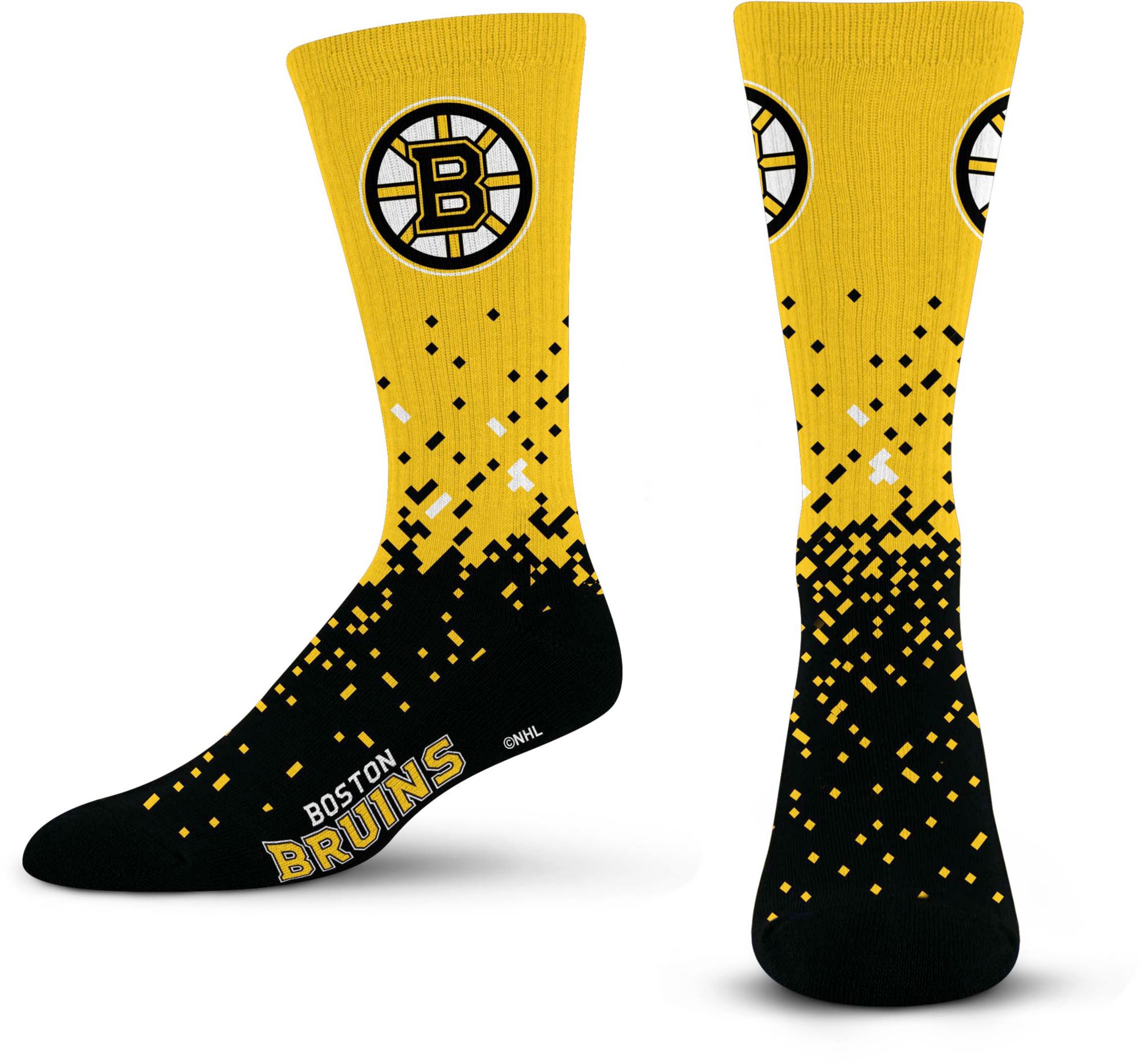 For Bare Feet Boston Bruins Spray Zone Crew Socks