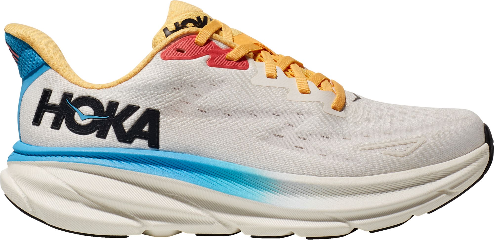 HOKA Women's Clifton 9 Running Shoes, Size 7, White/Multi Color