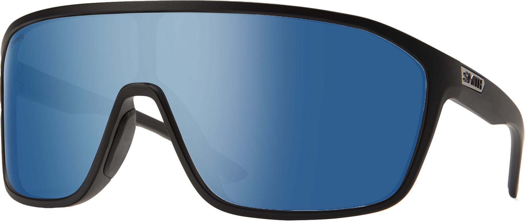 Photos - Sunglasses Smith Boomtown , Men's, Matte Black/ChromaPop Polarized Blue Mir 