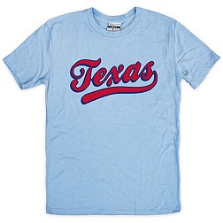 Where I'm From Texas Script Light Blue T-Shirt