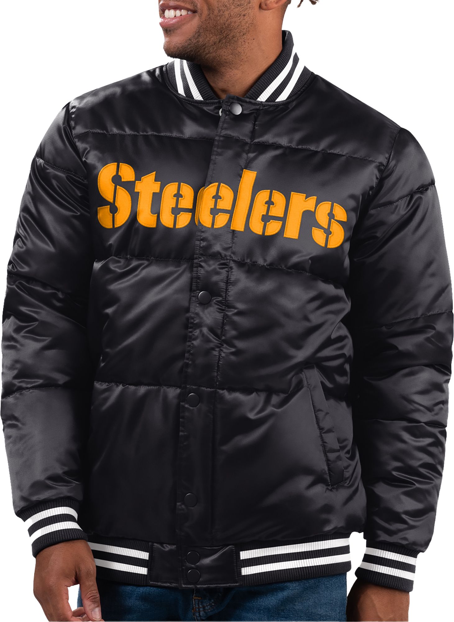 G-III Men's Pittsburgh Steelers Black Puffer Snap Jacket