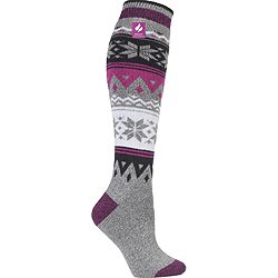 Ladies Ultra Lite Long Ski Socks - Cream Fairisle – Heat Holders