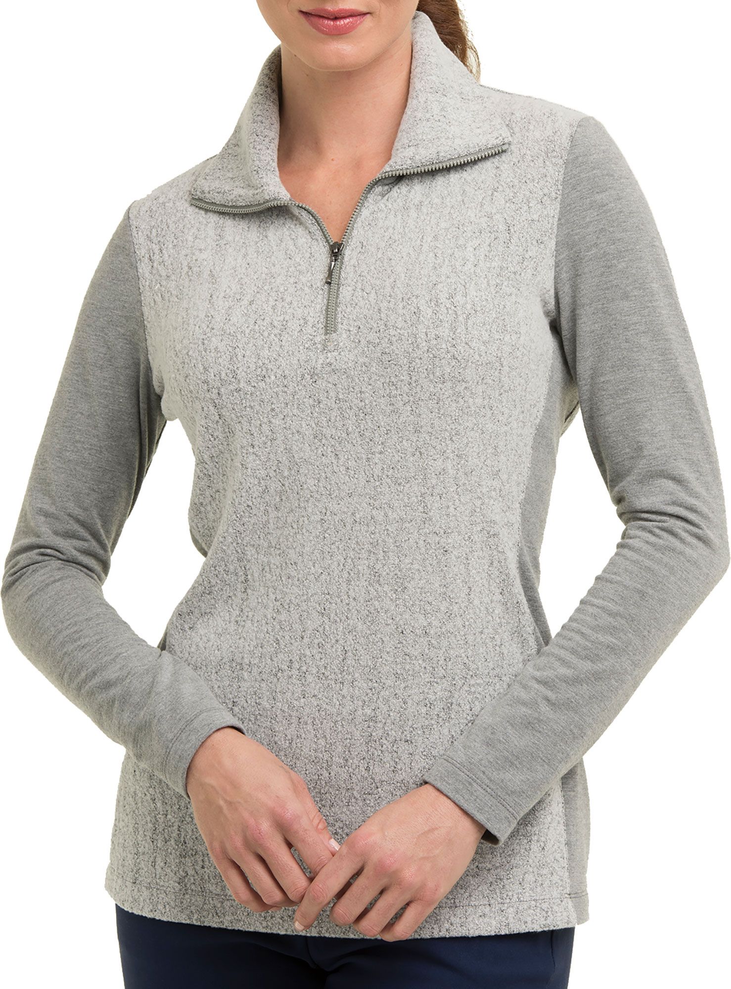 EP New York Women's Long Sleeve Quarter Zip Boucle Pullover