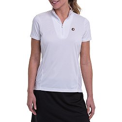 EPNY Women's Short-Sleeve Convertible Zip Mock Polo