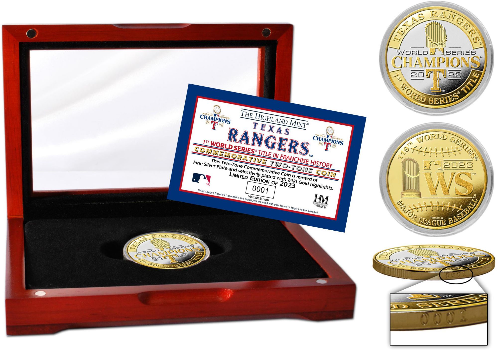 Highland Mint 2023 World Series Champions Texas Rangers 2-Tone Mint Coin