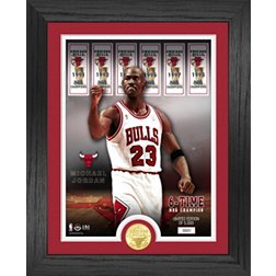 Highland Mint Chicago Bulls Michael Jordan 6x Champions Banner & Bronze Coin Photo Frame