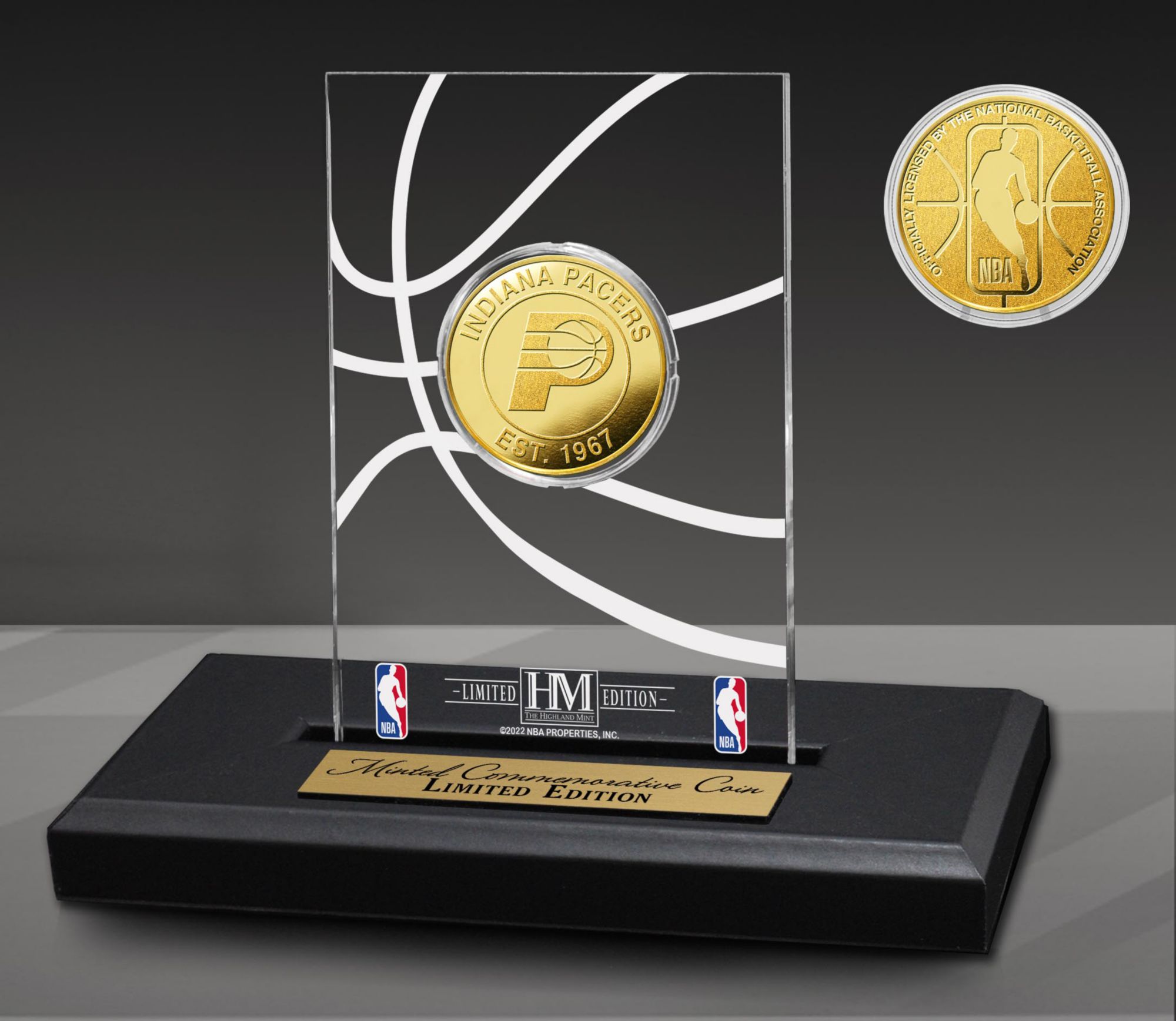 Highland Mint Indiana Pacers Gold Coin Desktop Display