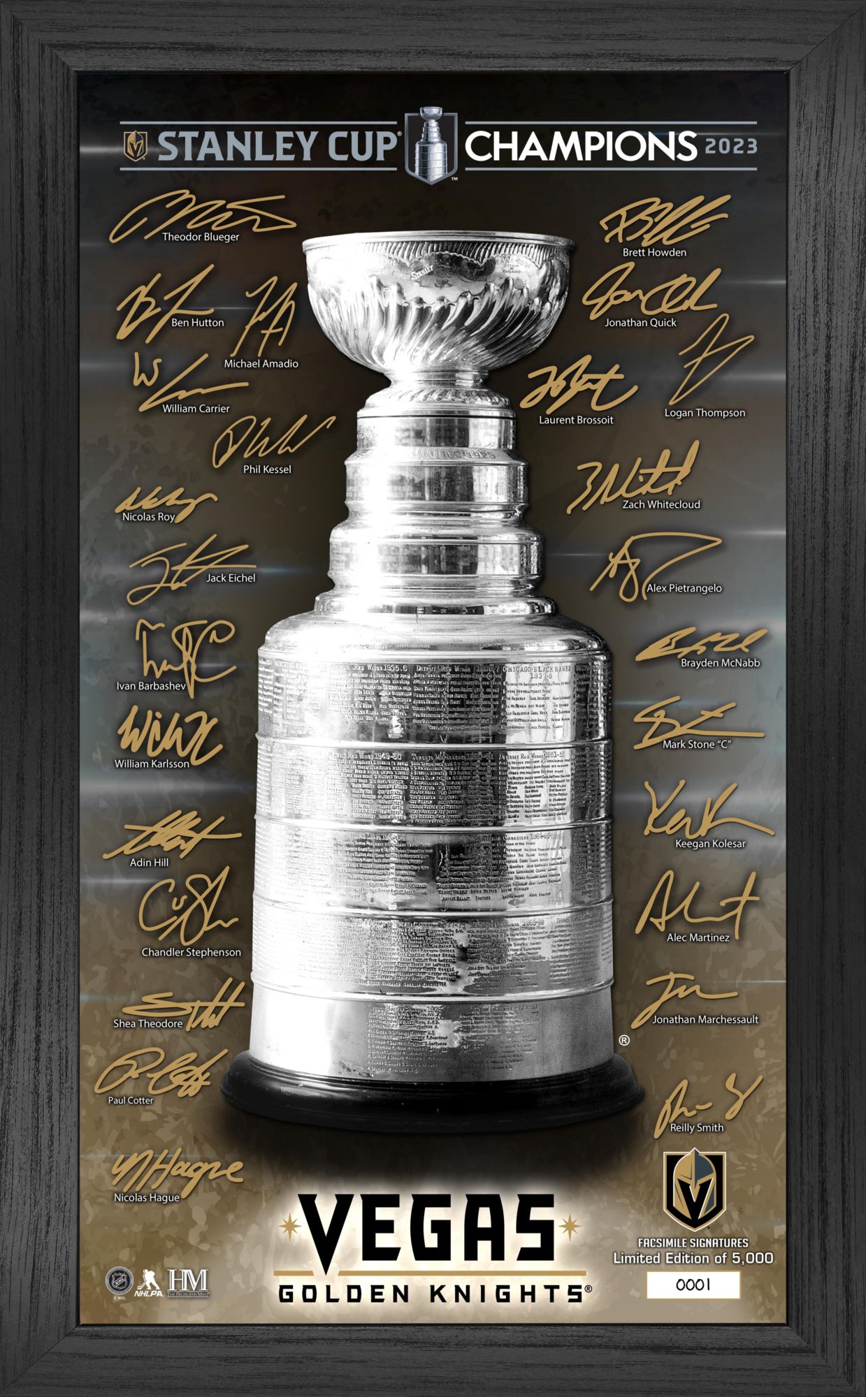 Highland Mint 2022-2023 Stanley Cup Champions Vegas Golden Knights Signature Trophy Panoramic Photo