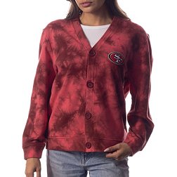 The Wild Collective Women's San Francisco 49ers Tie Dye Red Cardigan