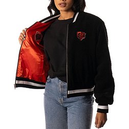 The Wild Collective Women's Chicago Bears Black Reversible Sherpa Bomber Jacket