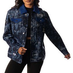 The Wild Collective Women's Dallas Cowboys Tie Dye Denim Navy Jacket