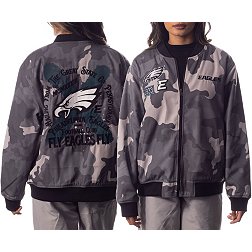 The Wild Collective Women's Philadelphia Eagles Camo Grey Bomber Jacket