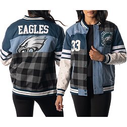The Wild Collective Women's Philadelphia Eagles Vintage Black Bomber Jacket
