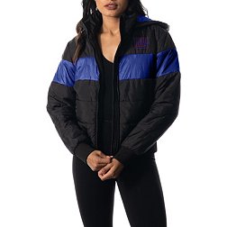 The Wild Collective Women's New York Giants Black Hooded Puffer Jacket
