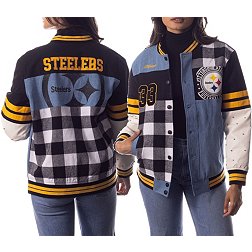 The Wild Collective Women's Pittsburgh Steelers Vintage Black Bomber Jacket