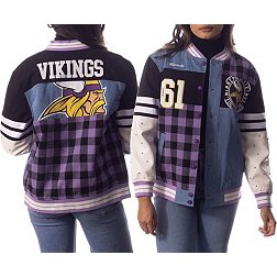 The Wild Collective Women's Minnesota Vikings Vintage Black Bomber Jacket