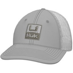 HUK Men's Anti-Glare Snapback Trucker Mesh Fishing Hat - Sargasso sea