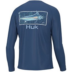 HUK Men's KC Topo Blue Pursuit Long Sleeve Shirt