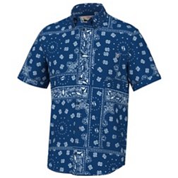 LL Bean Fishing Shirt Vented 210253 Blue Mesh Pockets Men's XL GUC