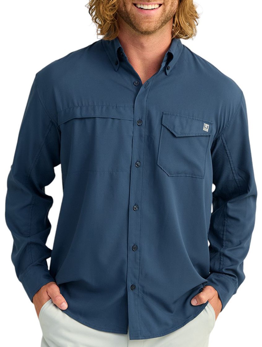 HUK Men's Long Sleeve Tide Point Button-Down Shirt