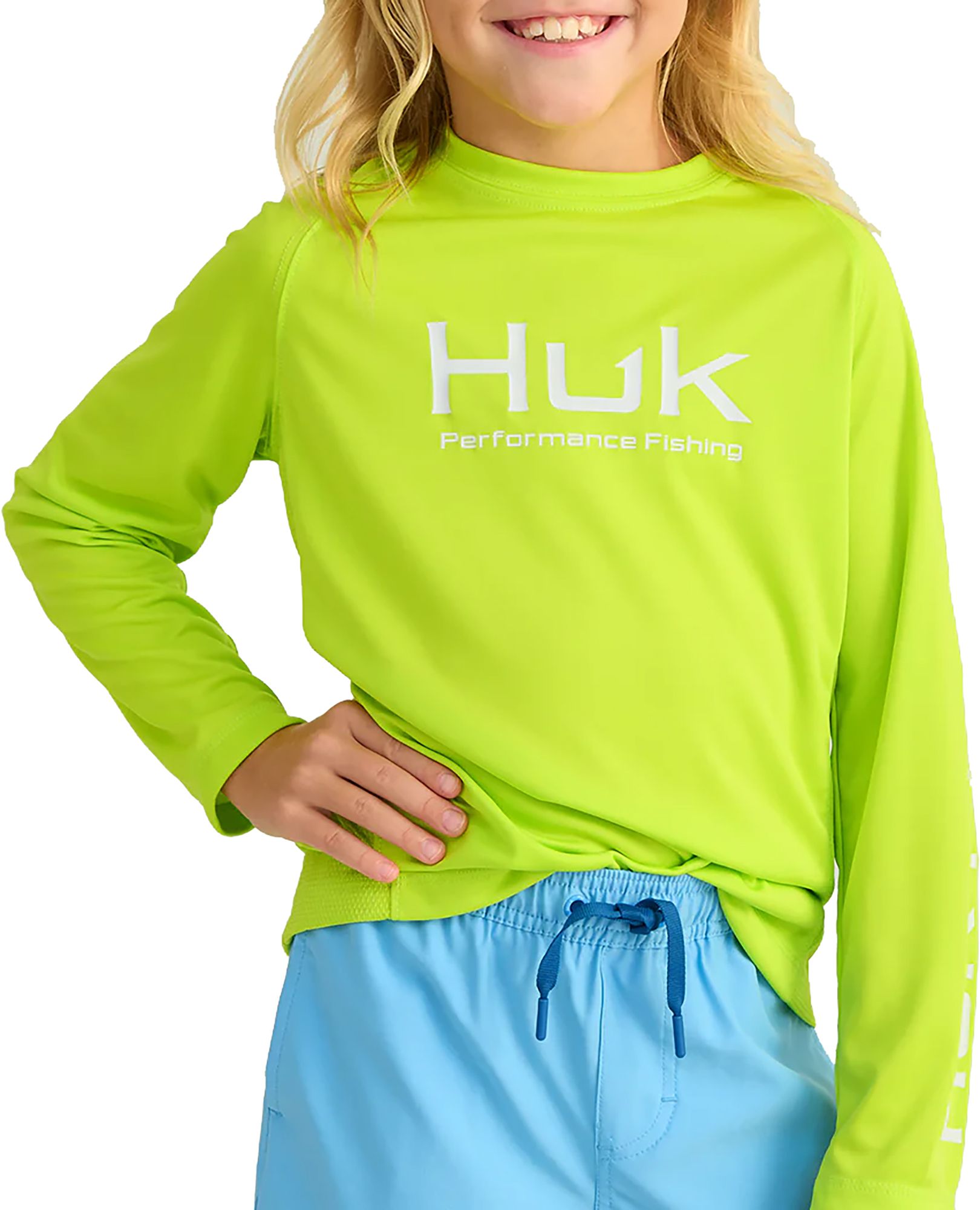 HUK Youth Pursuit Solid Long Sleeve Shirt - Green