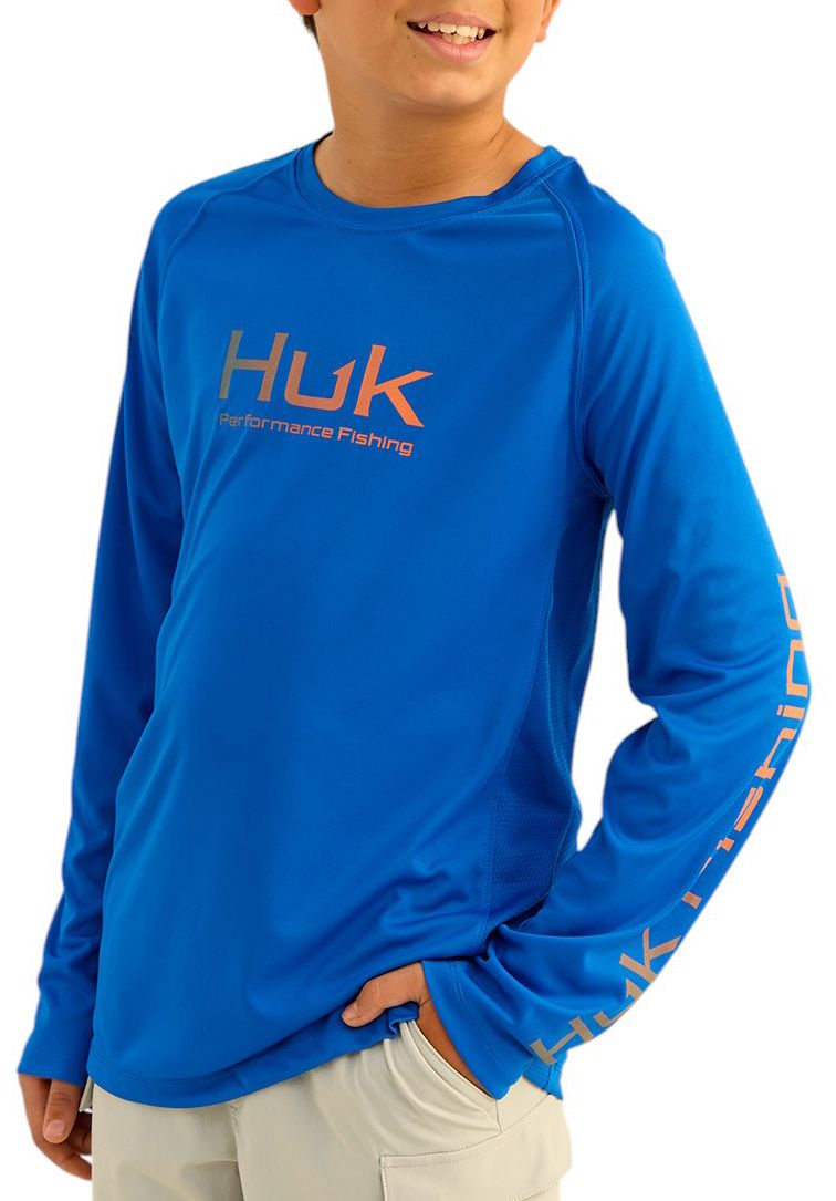 HUK Youth Pursuit Solid Long Sleeve Shirt - Blue