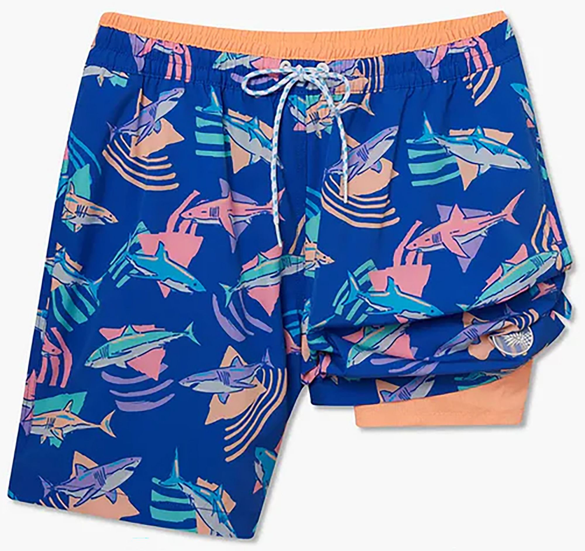 Photos - Swimwear chubbies Men's Classic Lined 7" Swim Trunks, Small, Daddy Sharks 23HYHMTHC