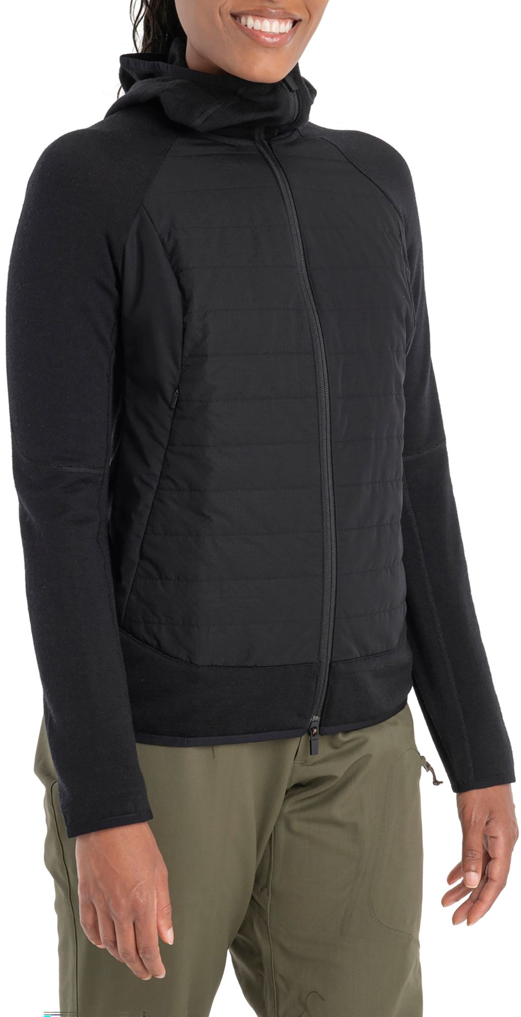 icebreaker Women's Merino Quantum Hybrid Long Sleeve Full-Zip Hoodie