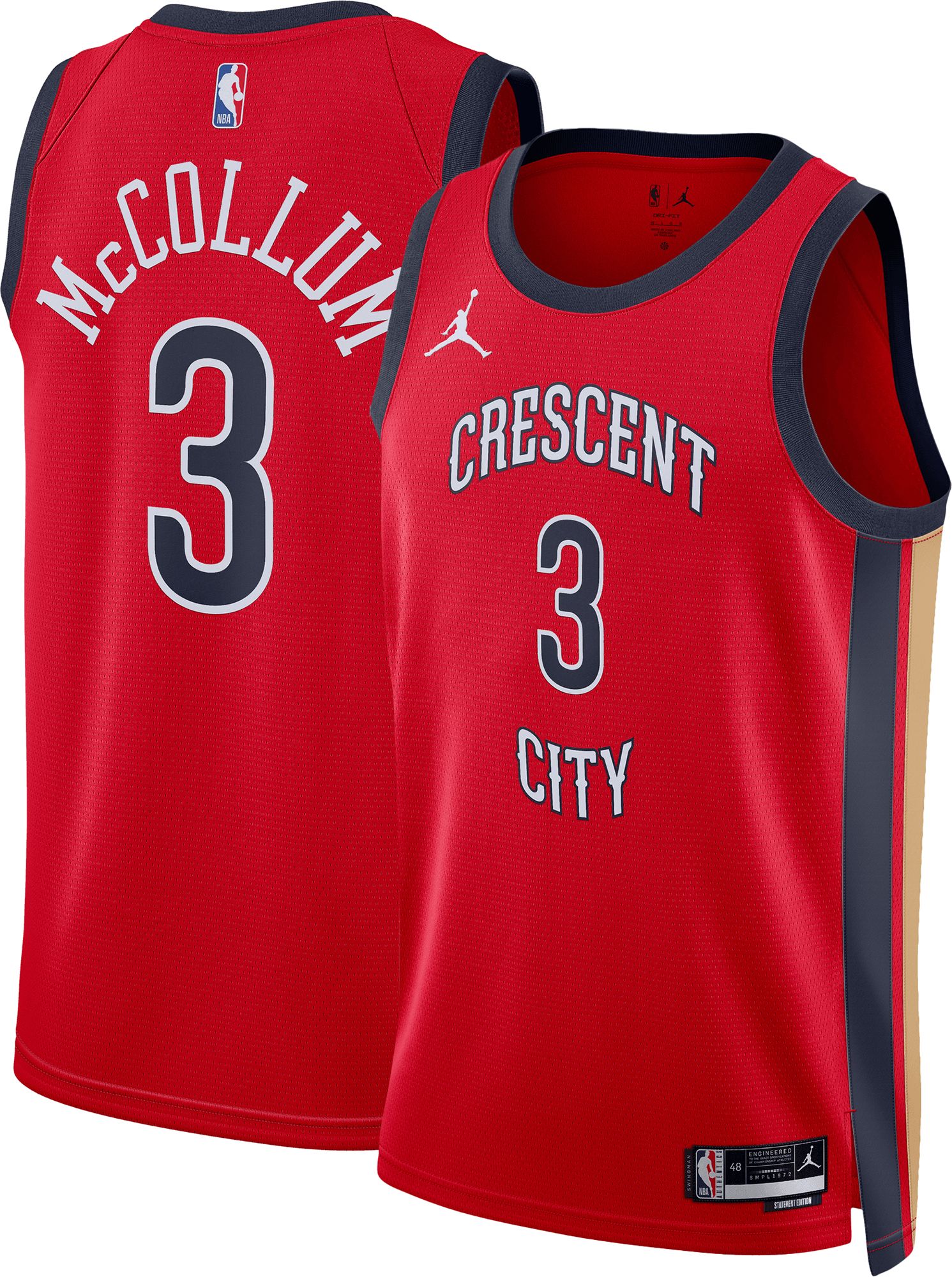 Jordan Adult New Orleans Pelicans CJ McCollum #3 Swingman Statement Jersey
