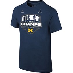 Jordan Youth 2023 College Football National Champions Michigan Wolverines Navy Core Cotton T-Shirt