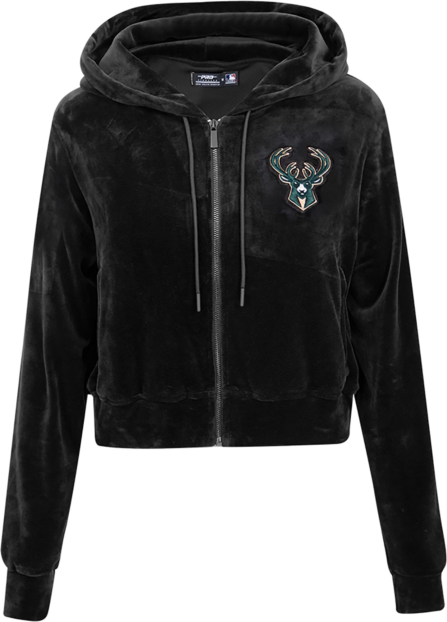 Pro Standard Women's Milwaukee Bucks Black Velour Full Zip Hoodie